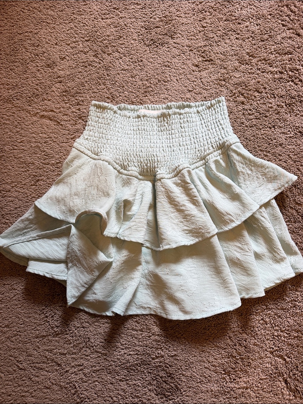 Altar'd State Cream Ruffled Smocked Skirt